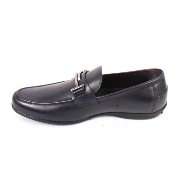 ROBERTO SERPENTINI 20598a Navy Leather Moccasins Loafers Shoes main image 8